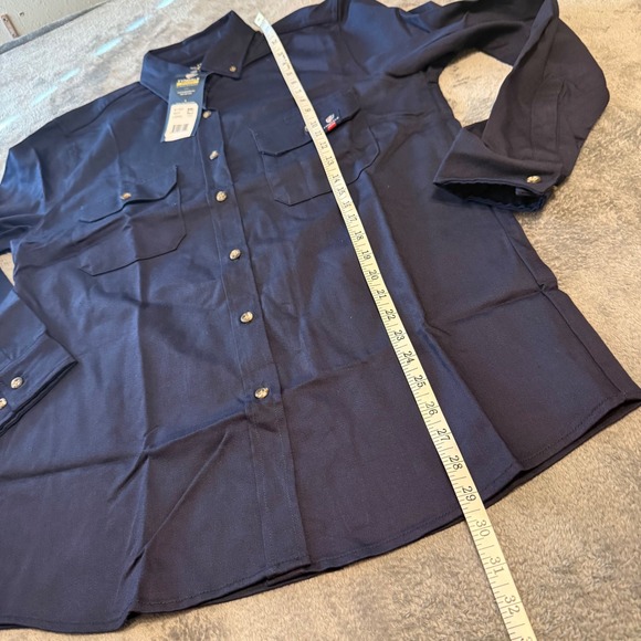 Tyndale Women's Workwear FR Button Up Work Shirt Long Sleeve Navy‎ K173T NWT - Picture 5 of 6